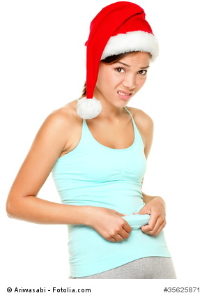 Christmas fitness woman - funny weight loss concept