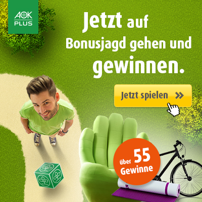 AOK bonusjagt mit ueber 55 gewinnen