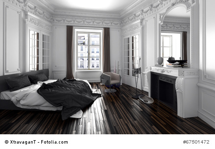 Classic black and white bedroom interior decor